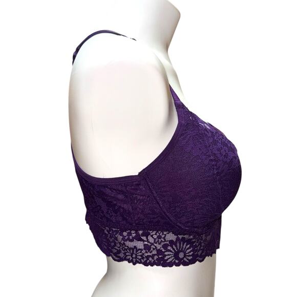 PINK Victoria's Secret Push-Up Lace Bra Purple Large - Picture 4 of 7